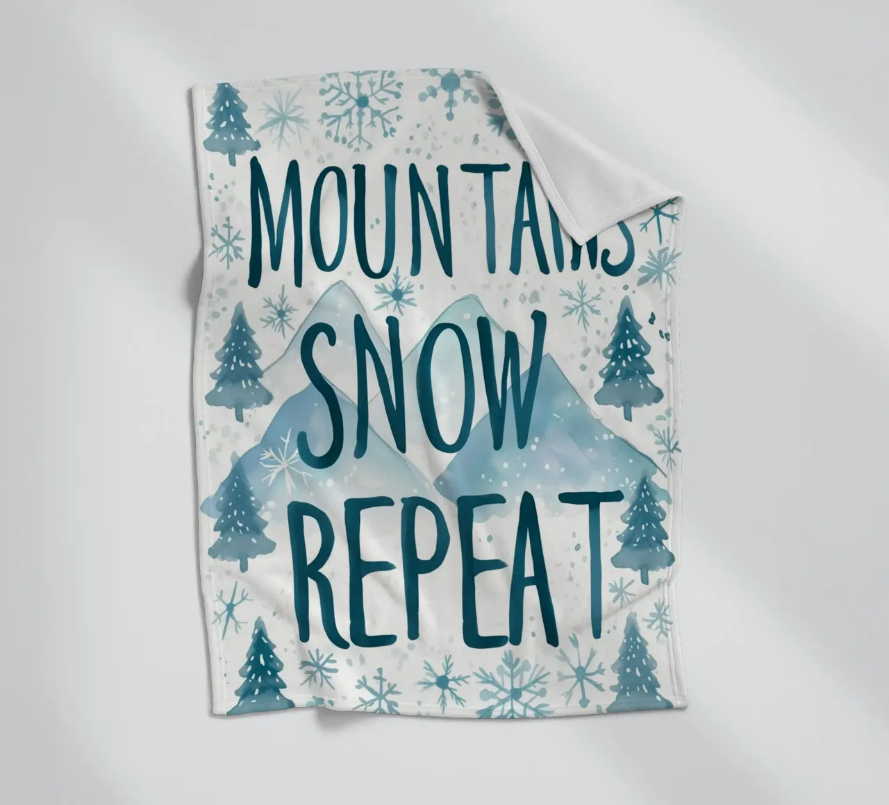 Mountains Snow Repeat No 1 coperta in pile da treechild