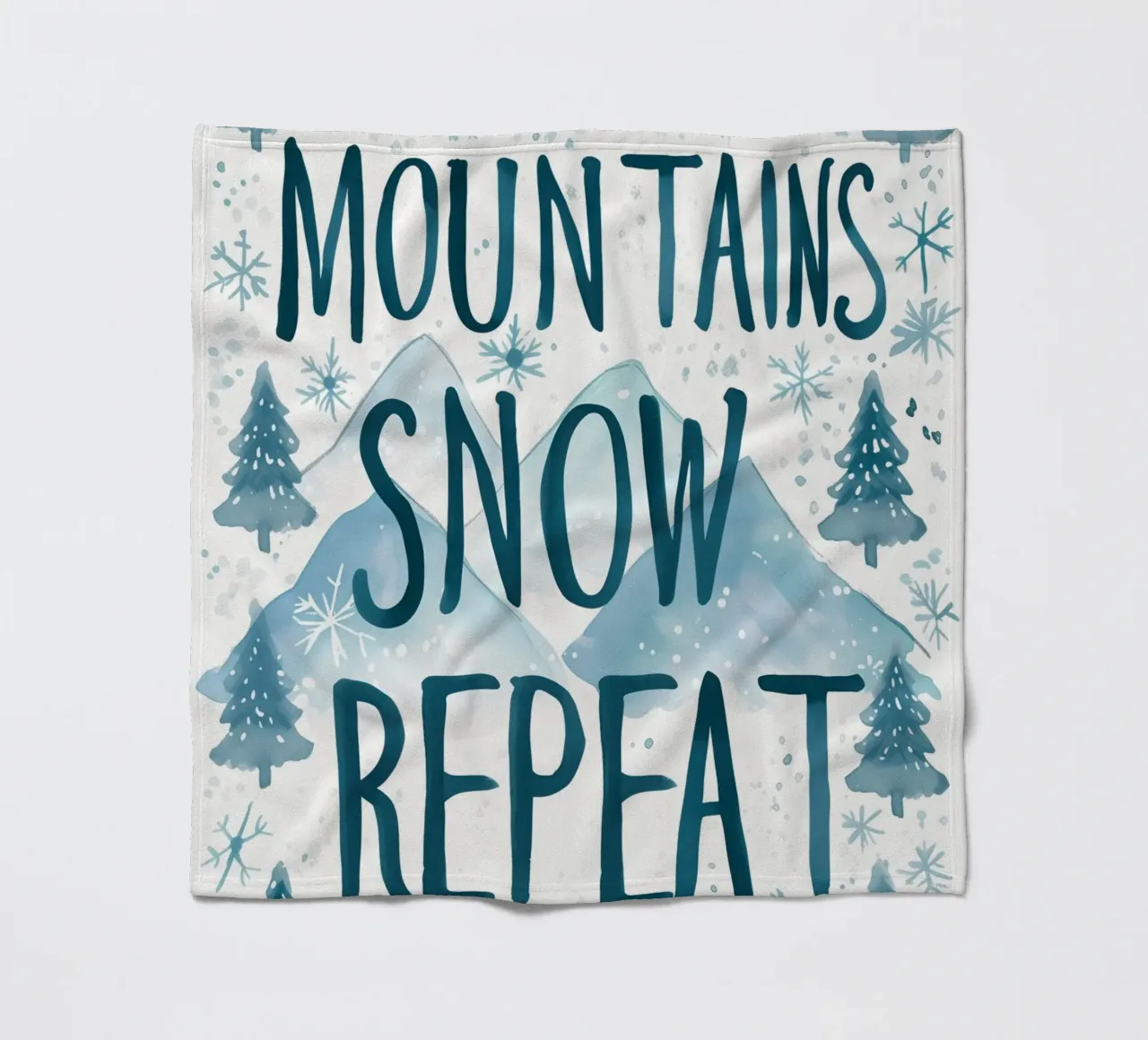 Mountains Snow Repeat No 1 coperta in pile da treechild