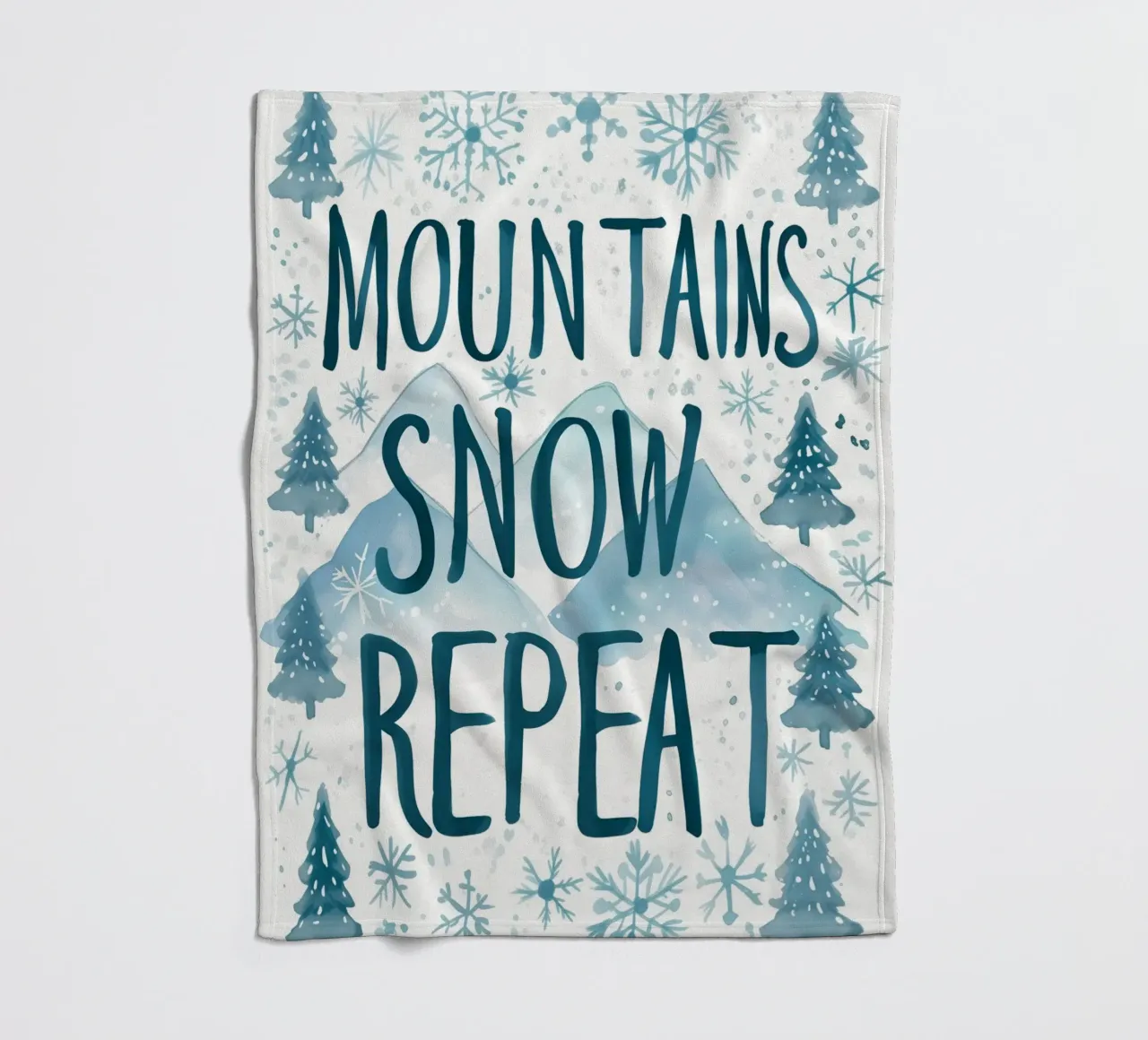 Mountains Snow Repeat No 1 coperta in pile da treechild