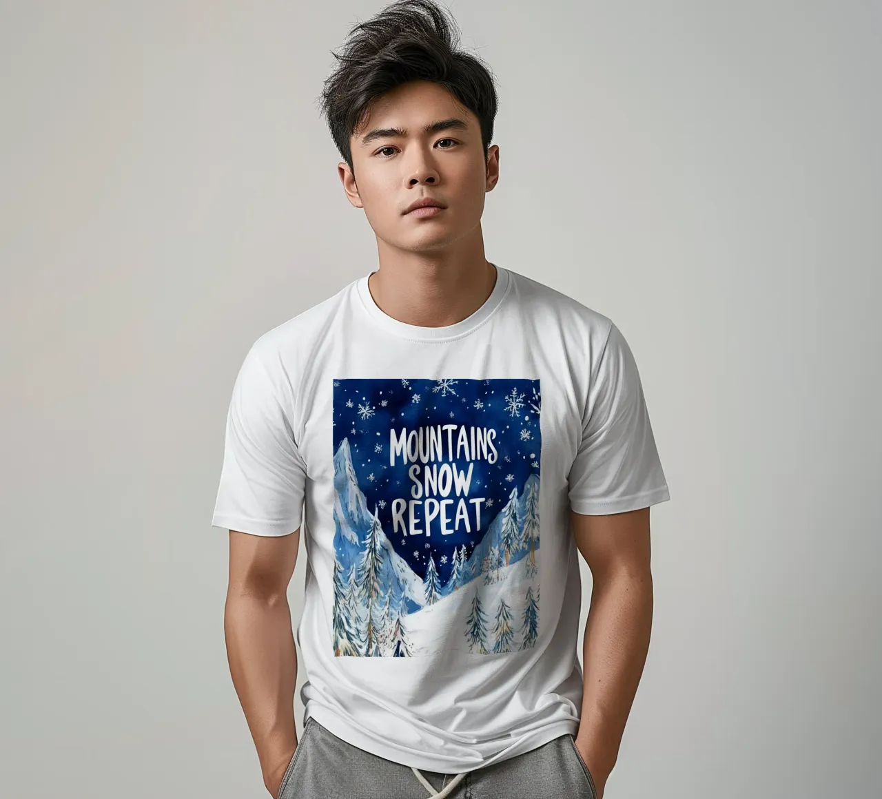 Mountains Snow Repeat No 2 t-shirt da treechild