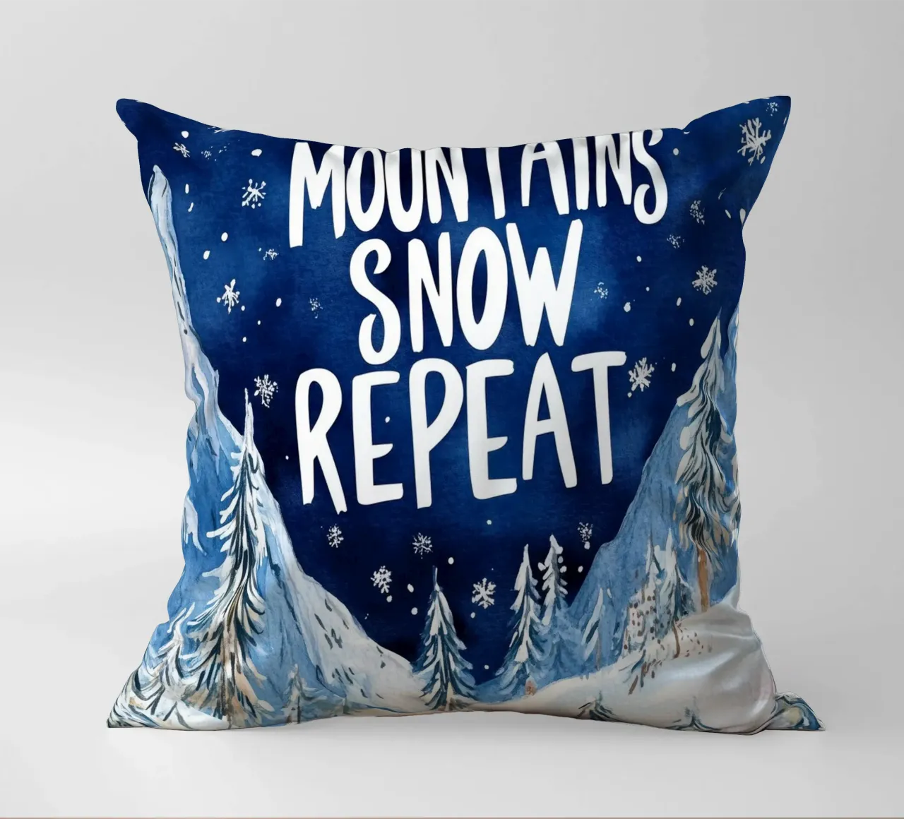 Mountains Snow Repeat No 2 cuscino da treechild