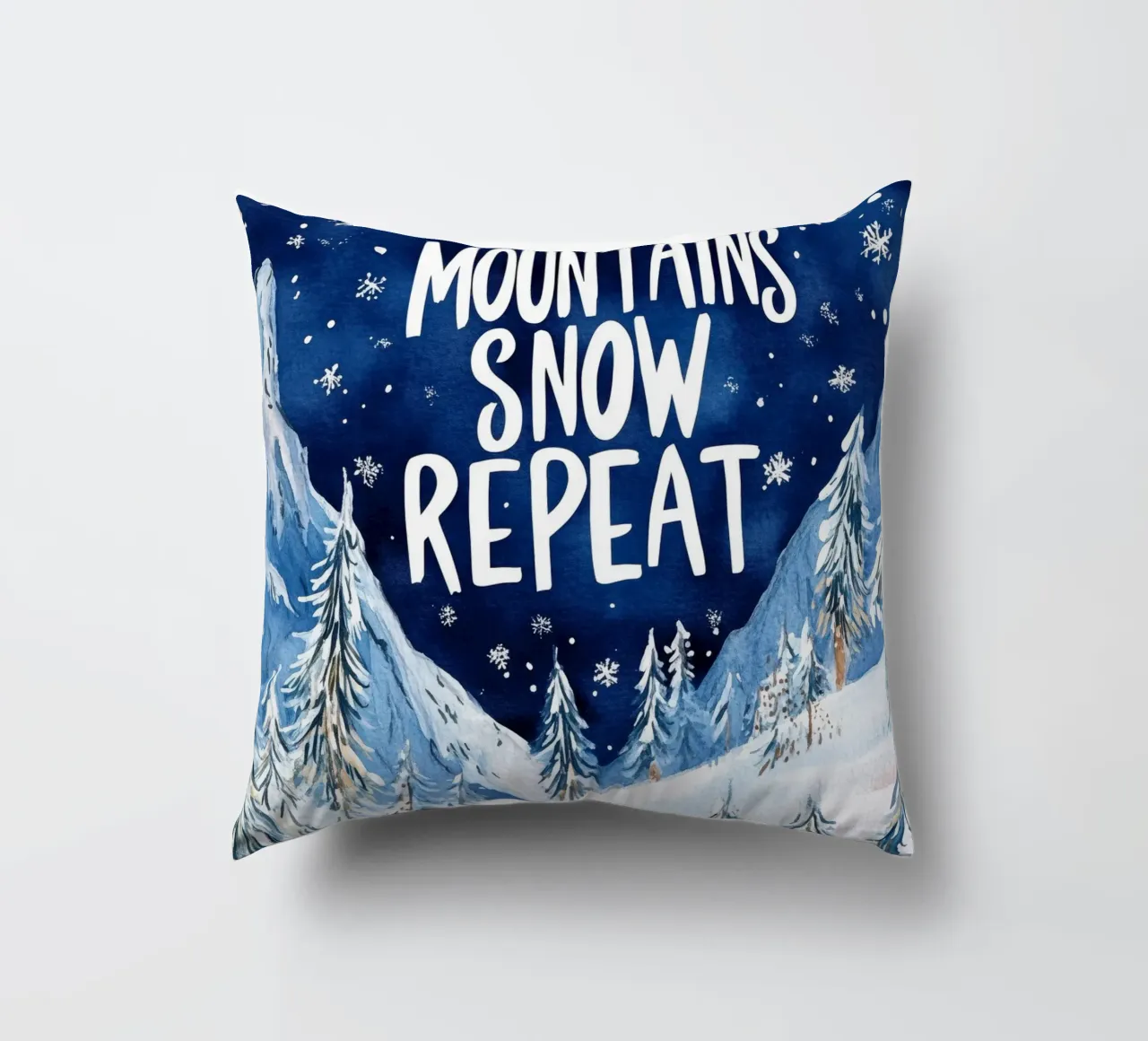 Mountains Snow Repeat No 2 cuscino da treechild