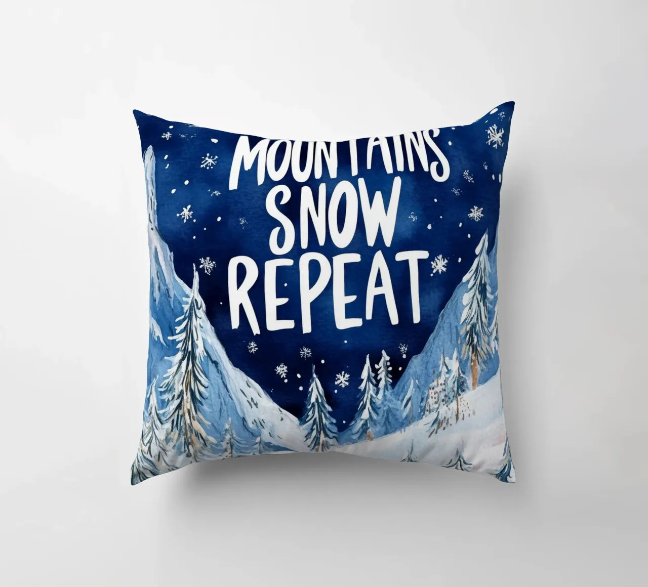 Mountains Snow Repeat No 2 cuscino da treechild