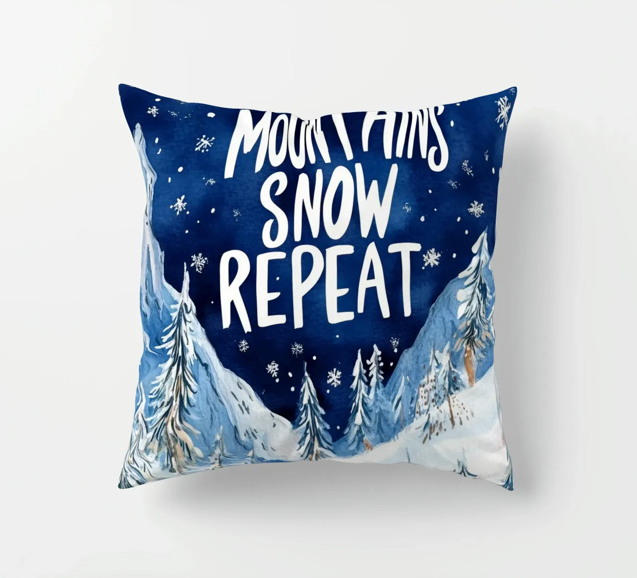Mountains Snow Repeat No 2 cuscino da treechild