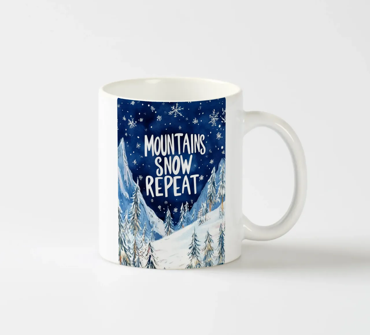Mountains Snow Repeat No 2 tazza in ceramica da treechild