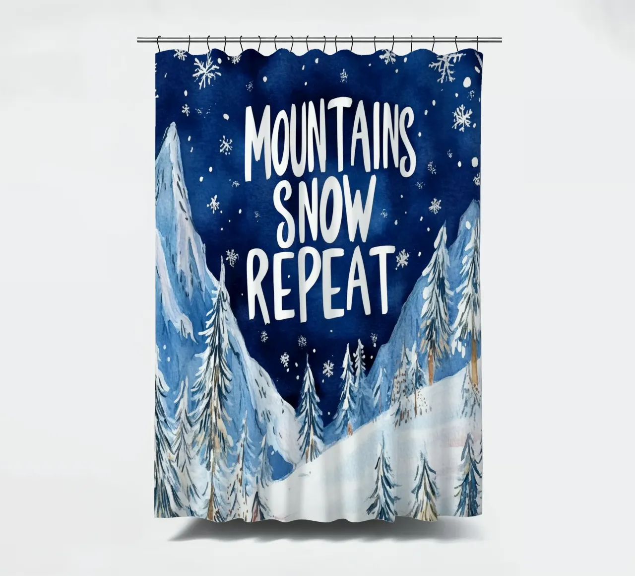 Mountains Snow Repeat No 2 tenda da doccia da treechild