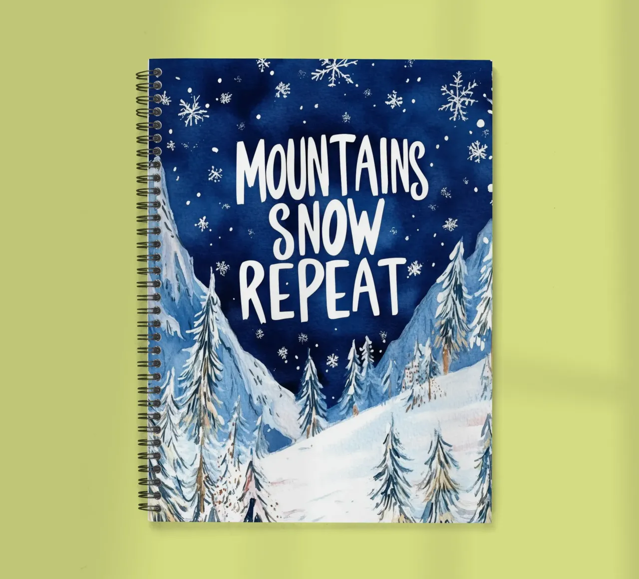 Mountains Snow Repeat No 2 spiral notebook by treechild