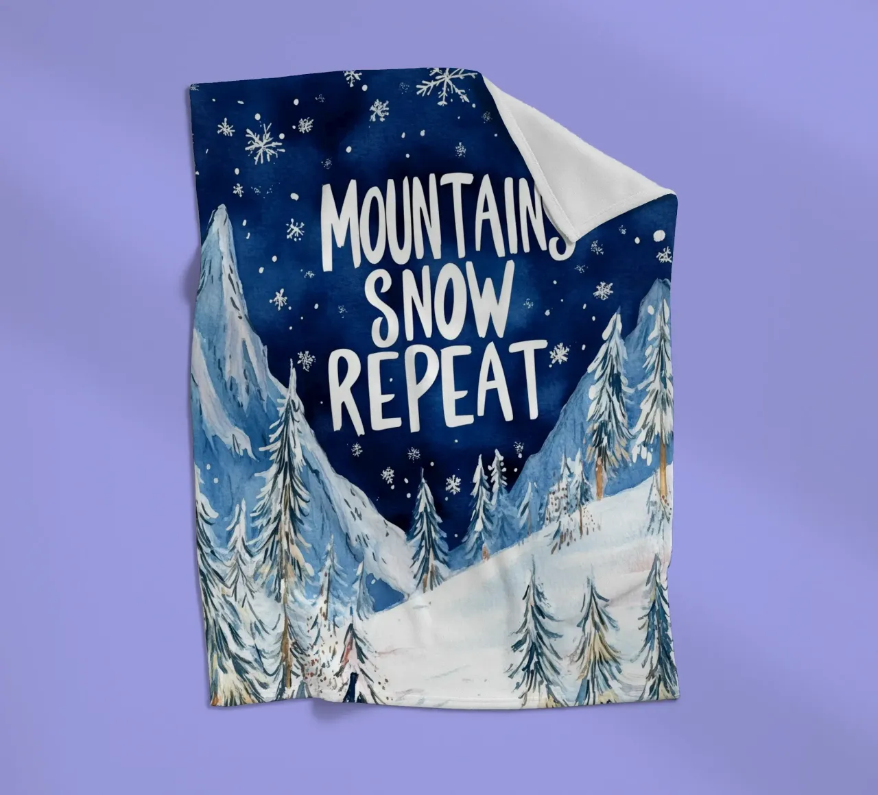 Mountains Snow Repeat No 2 coperta in pile da treechild