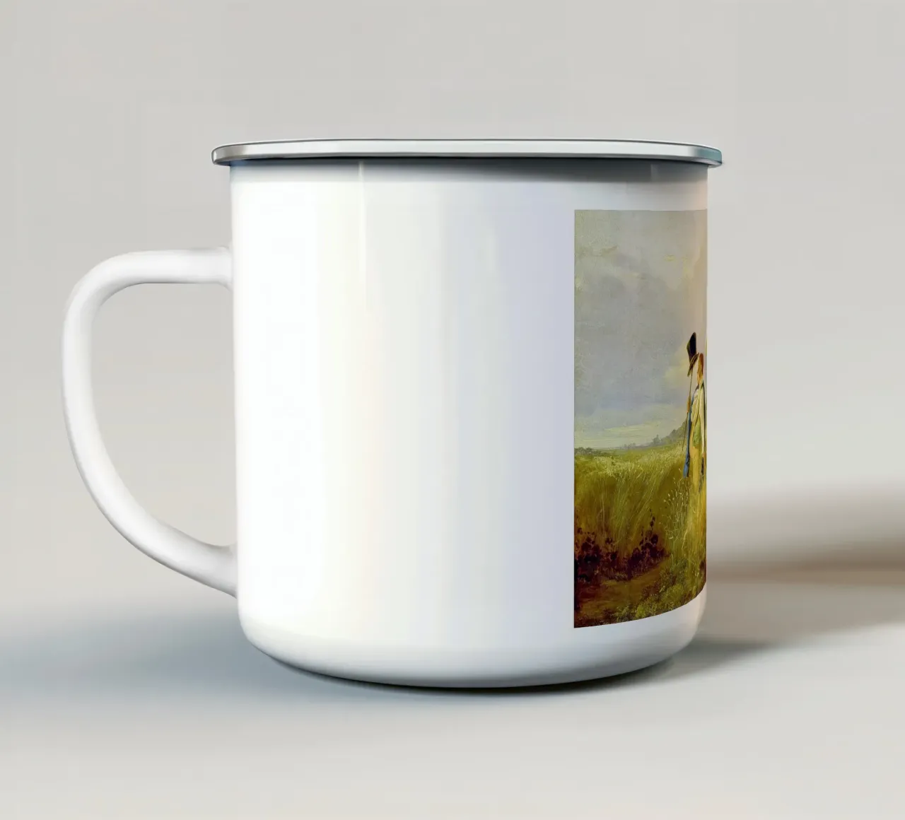 Carl Spitzweg - The Sunday Stroll Emaille Tasse von ARTOTHEK