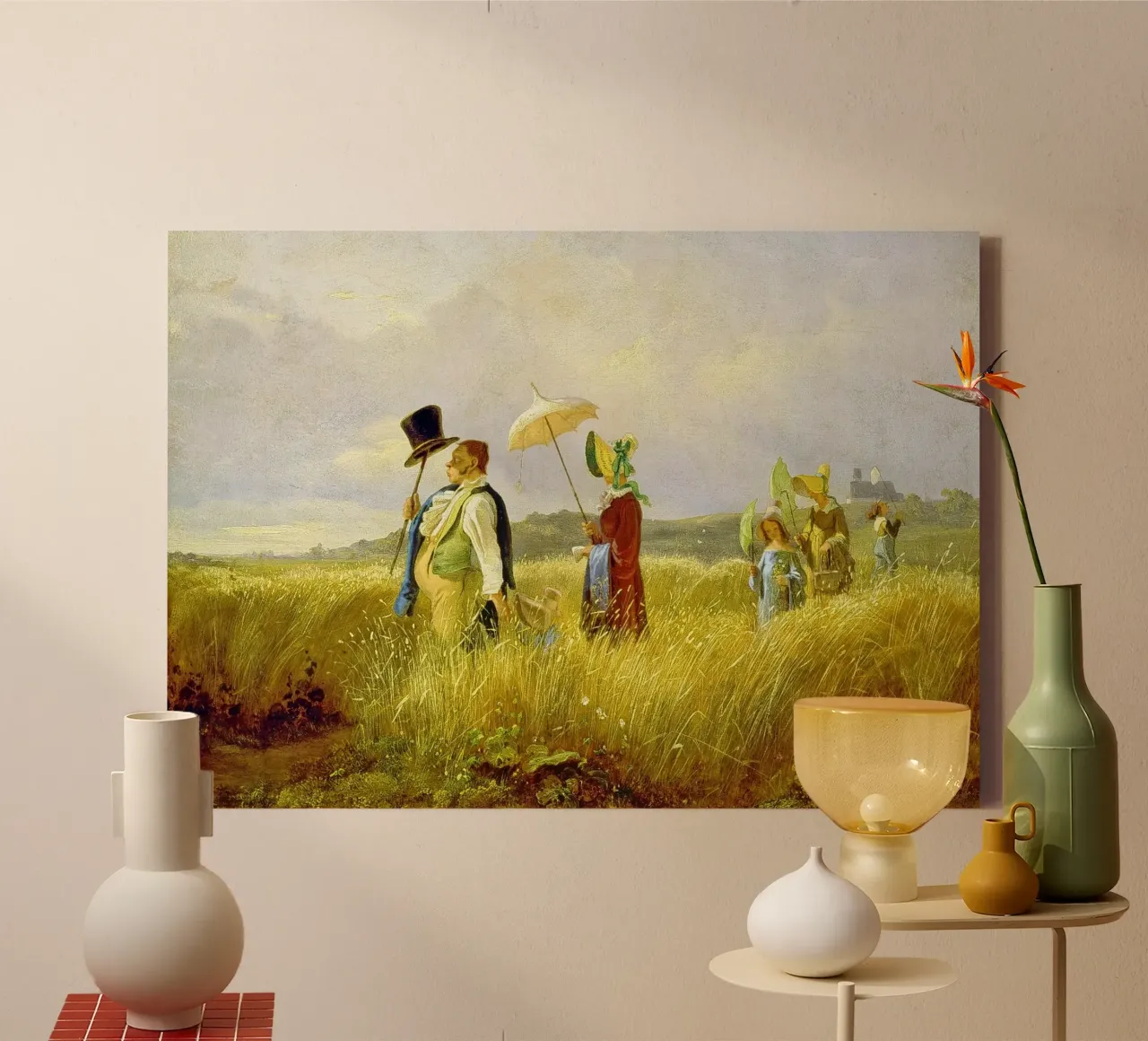 Carl Spitzweg - The Sunday Stroll canvas with Floater frame by ARTOTHEK
