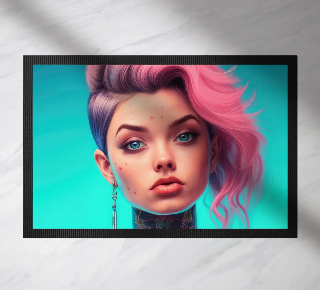 Ragazza punk con capelli rosa zerbino da Lootprint