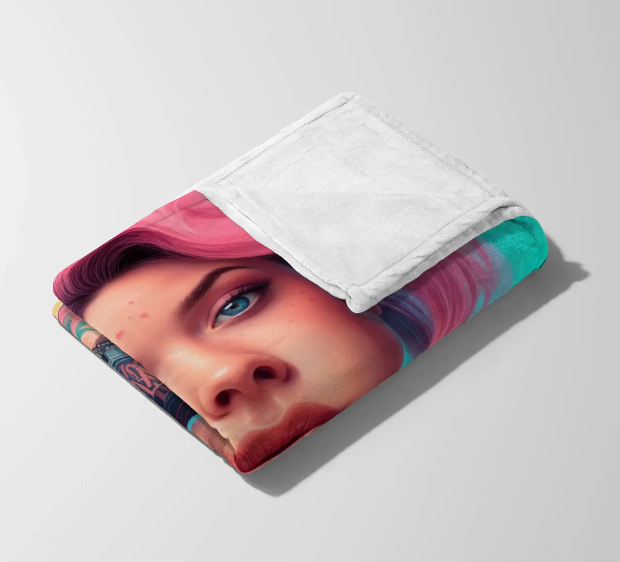 Punk Girl with Pink Hair fleece blanket by Lootprint