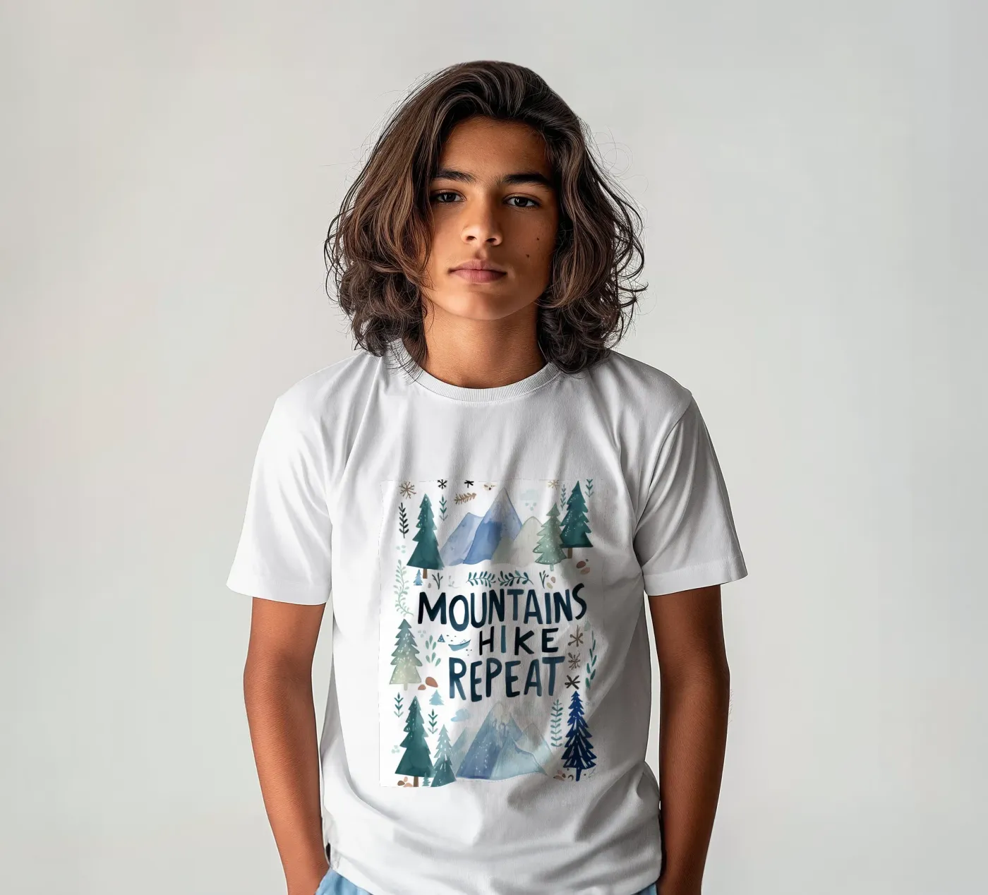 Mountains Hike Repeat t-shirt bambini da treechild