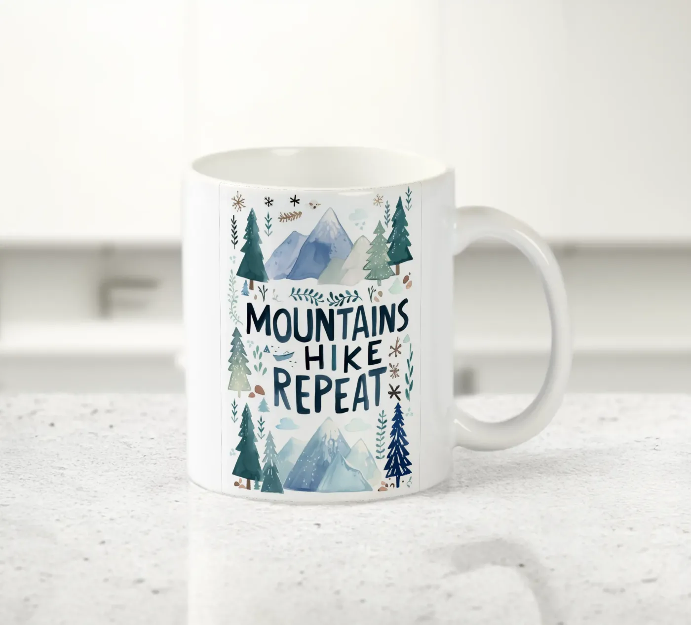 Mountains Hike Repeat ceramic mug by treechild