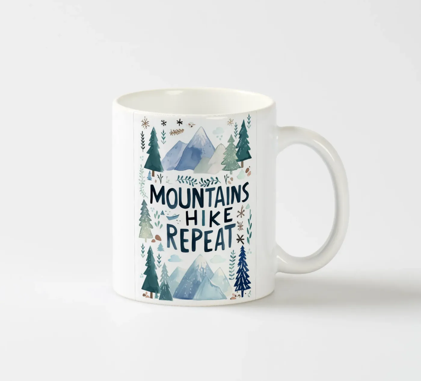 Mountains Hike Repeat ceramic mug by treechild