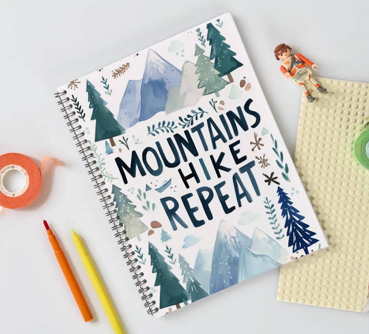 Mountains Hike Repeat spiral notebook by treechild