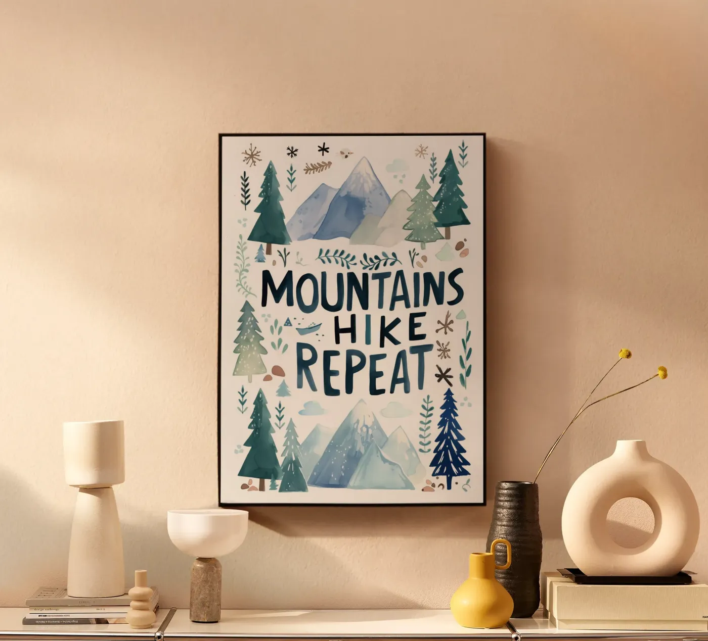 Mountains Hike Repeat Acryl-Glas von treechild