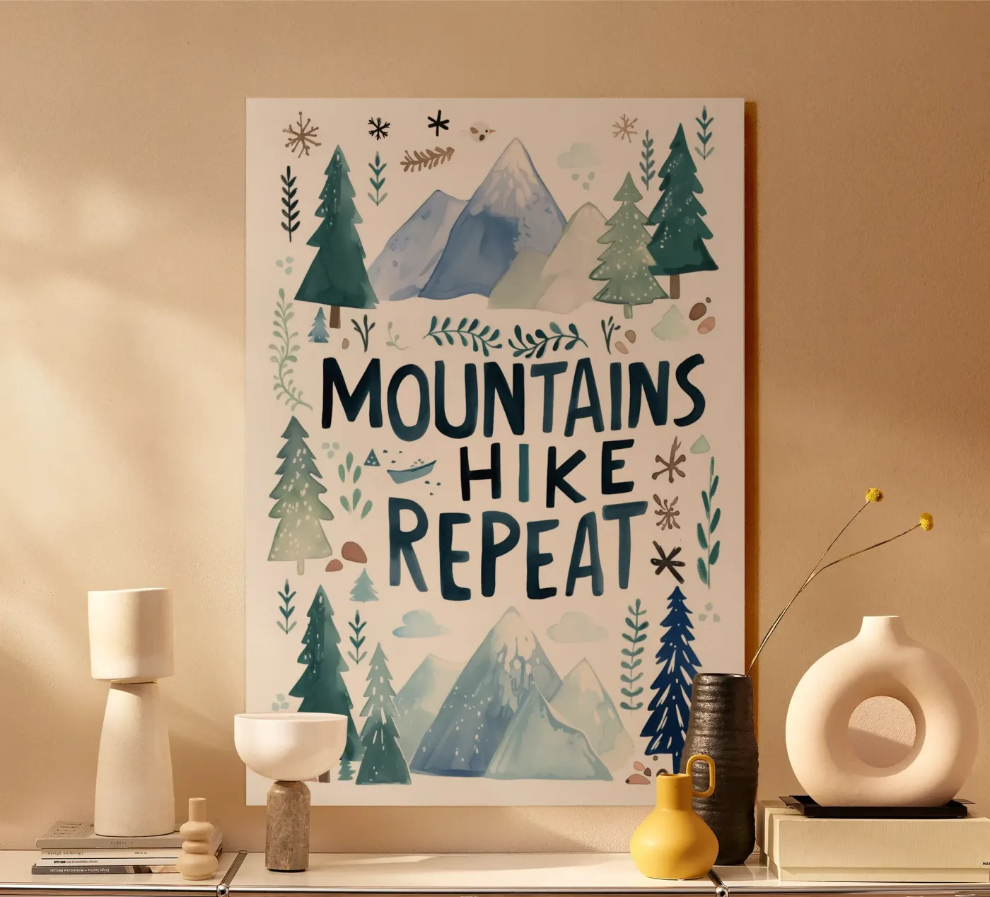 Mountains Hike Repeat Acryl-Glas von treechild