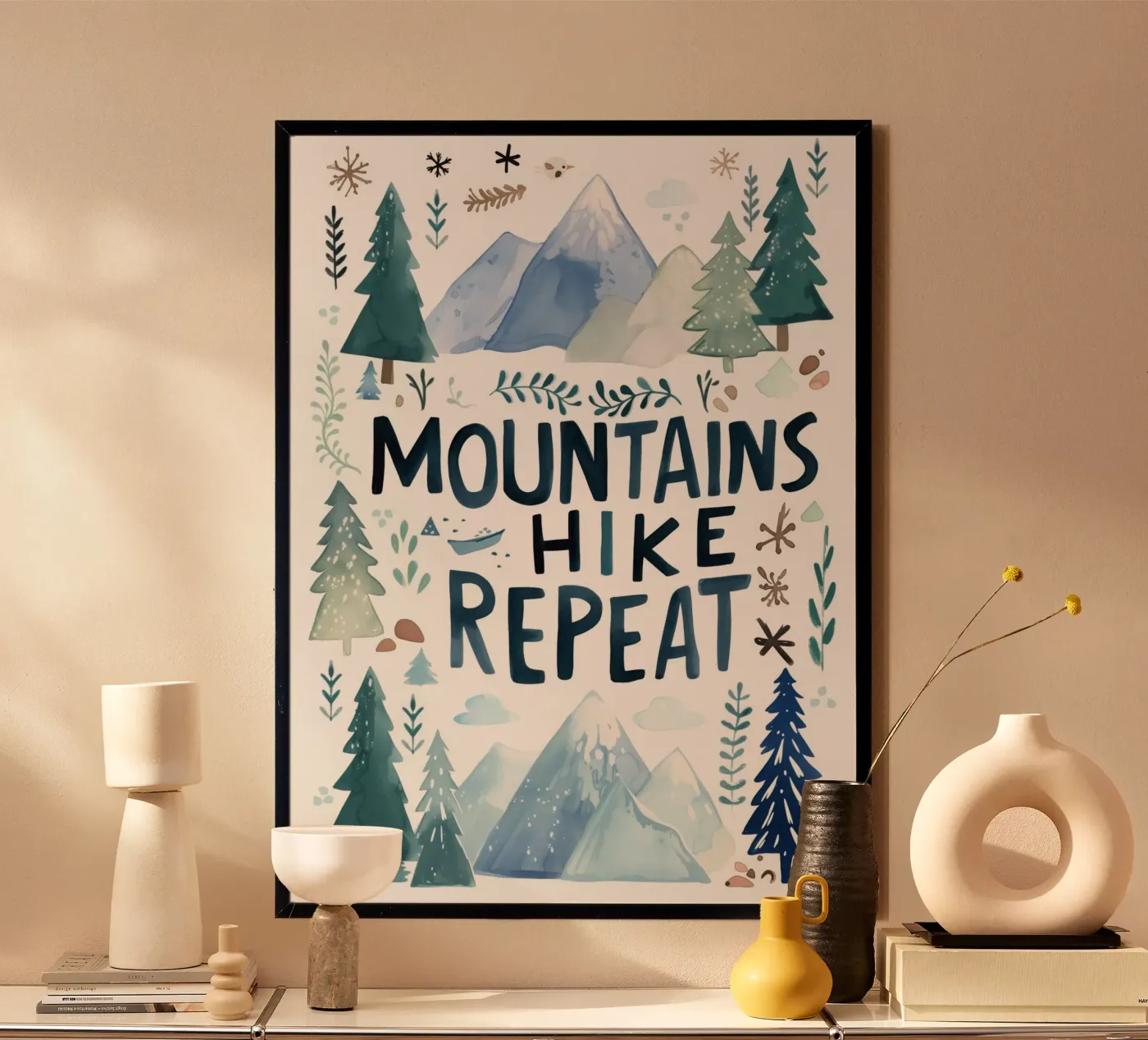 Mountains Hike Repeat poster van treechild