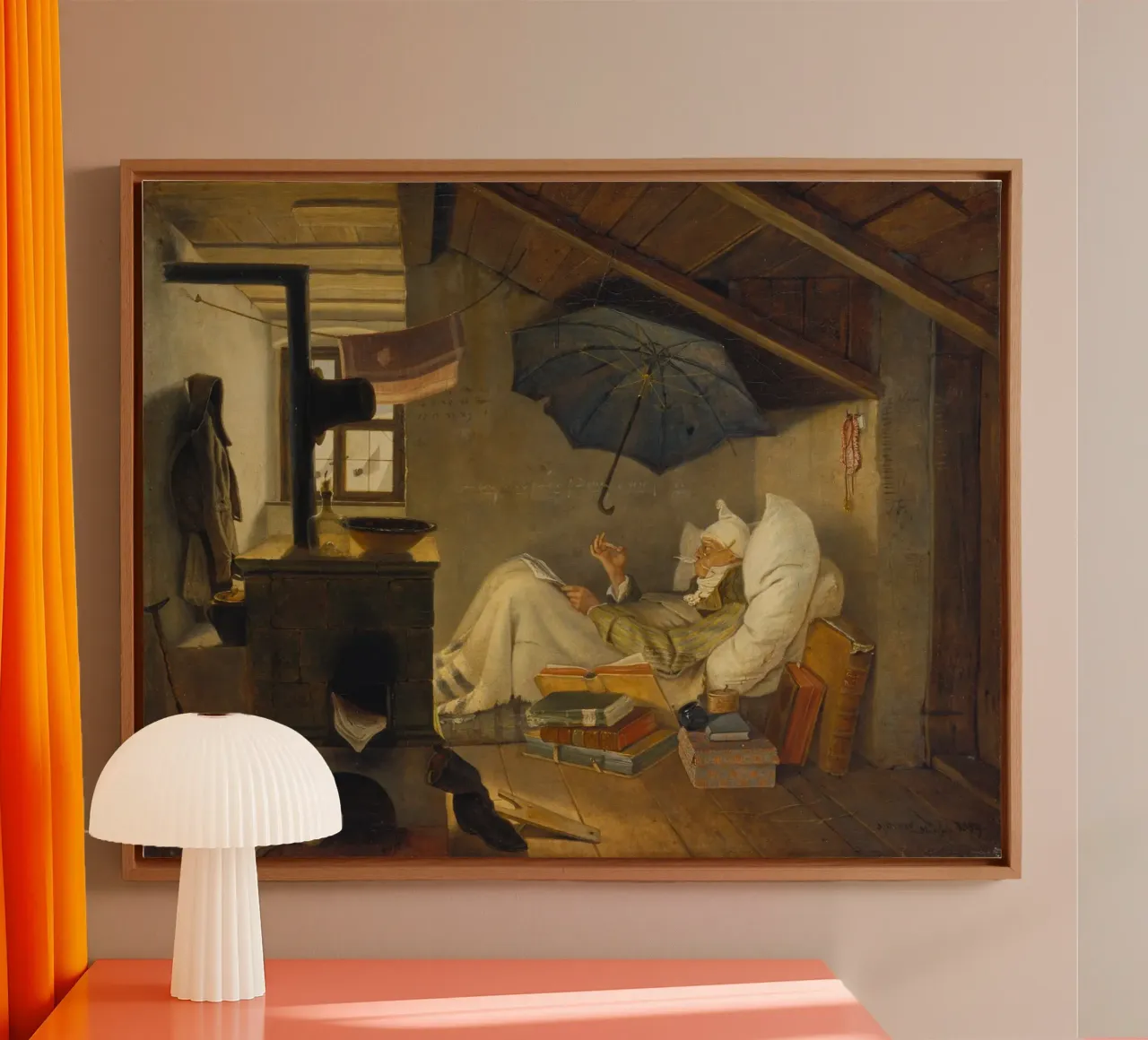 Carl Spitzweg - The Poor Poet canvas with Floater frame by ARTOTHEK
