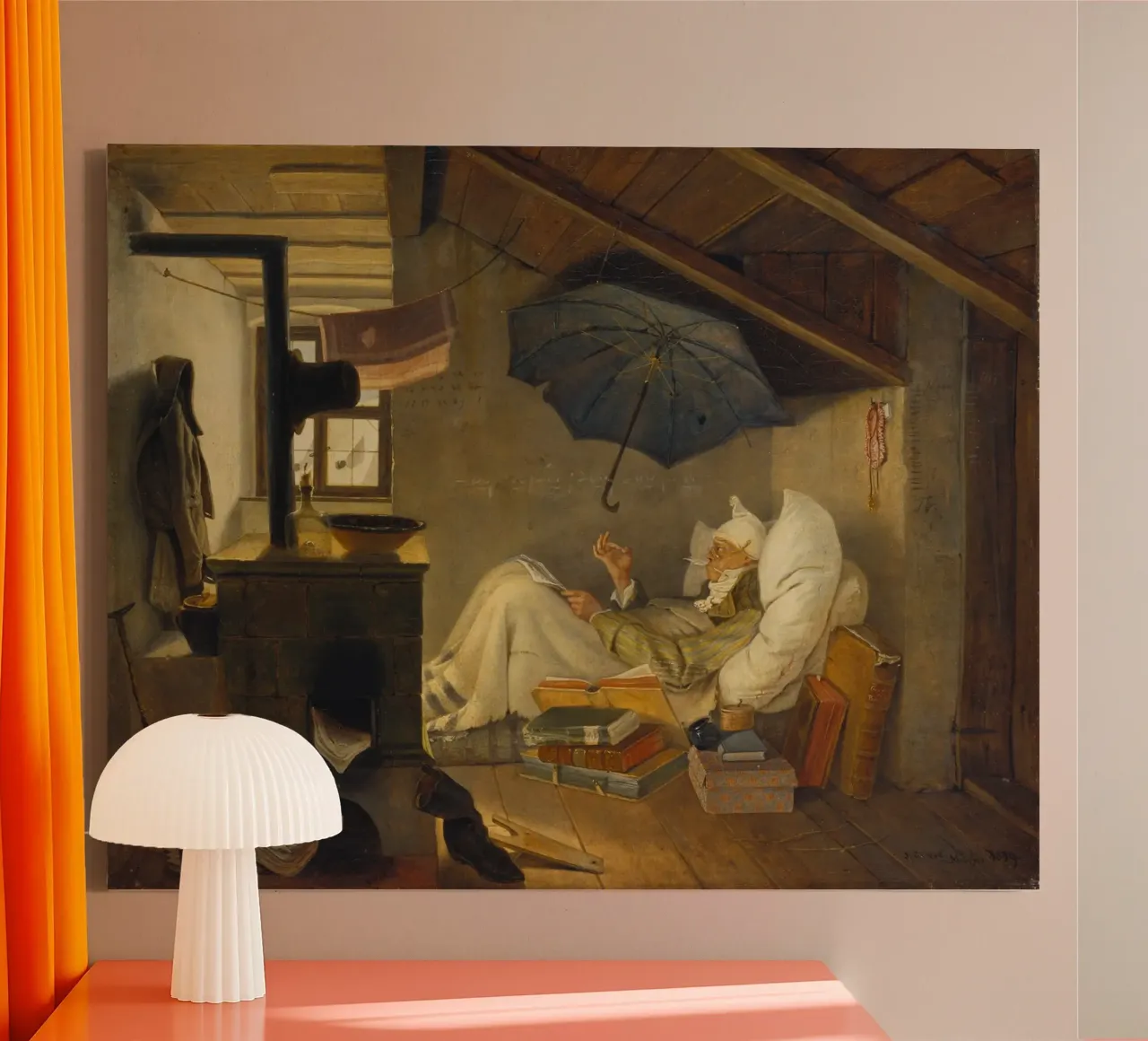 Carl Spitzweg - The Poor Poet canvas with Floater frame by ARTOTHEK