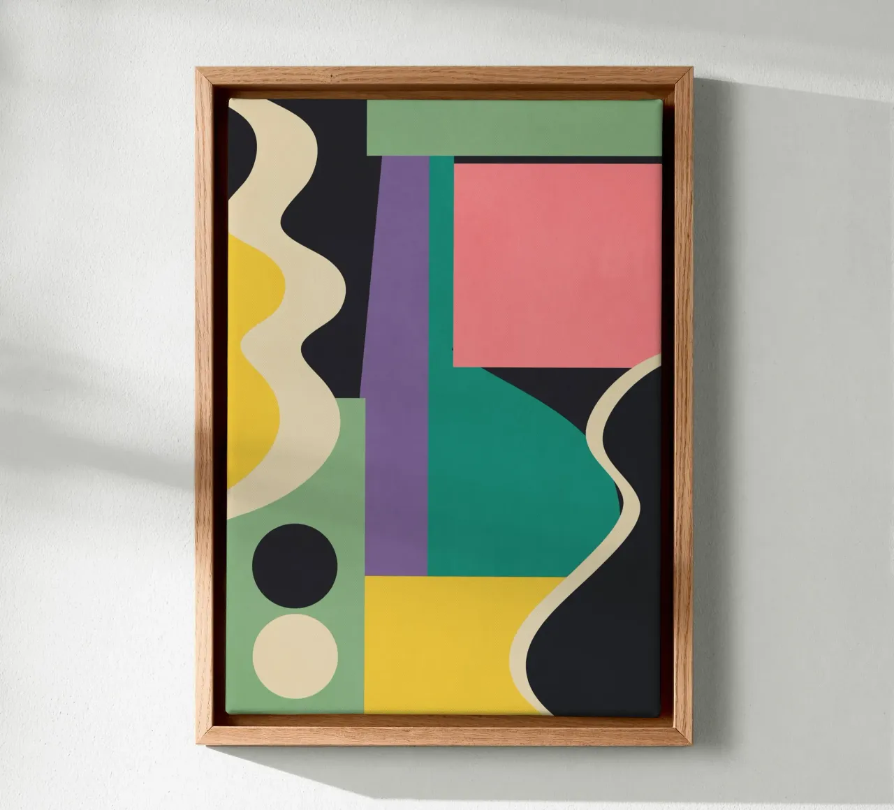 Bunte geometrische abstrakte Kunst 21 Leinwand mit Schattenfugenrahmen von Gaite