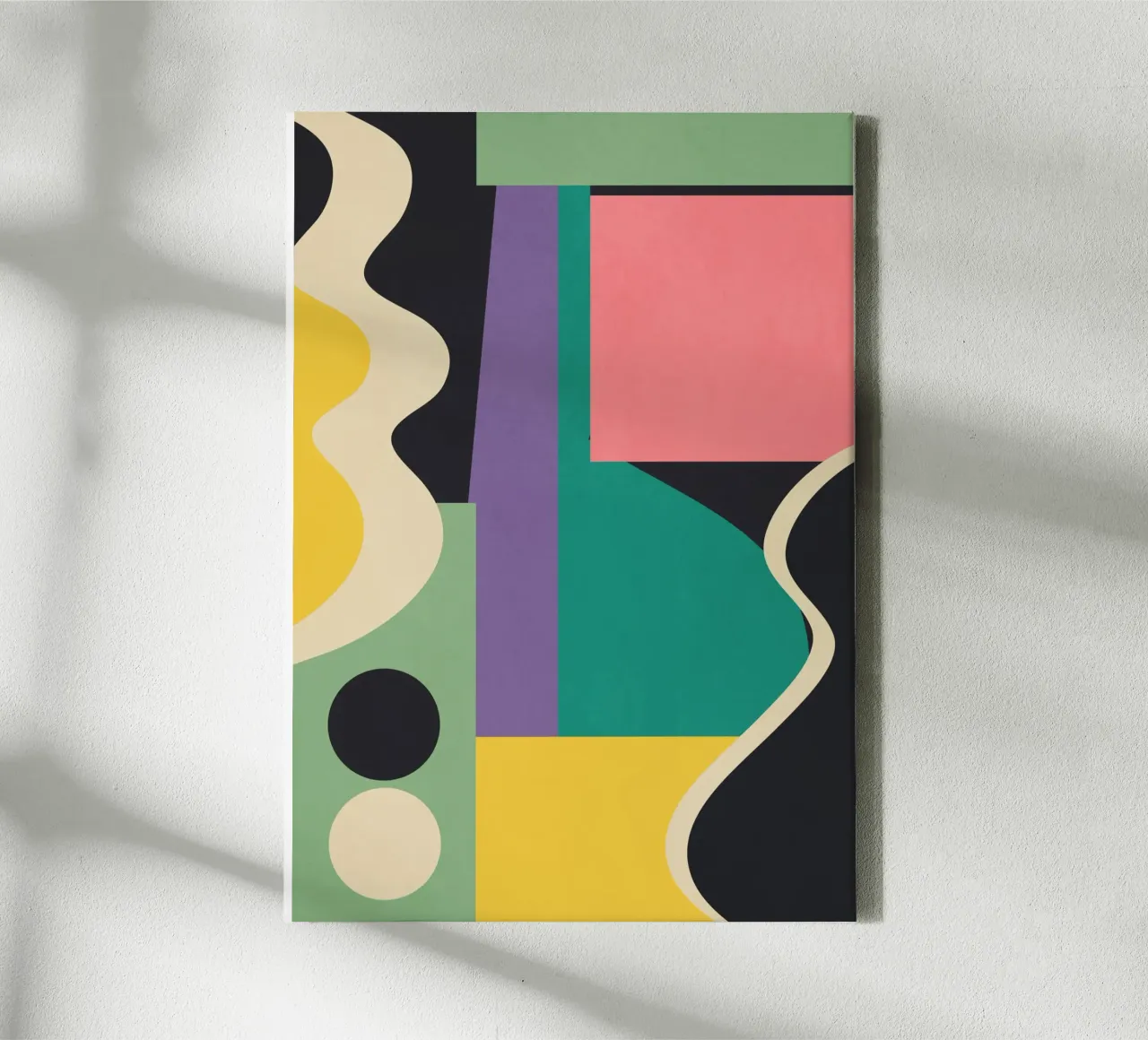 Bunte geometrische abstrakte Kunst 21 Leinwand mit Schattenfugenrahmen von Gaite