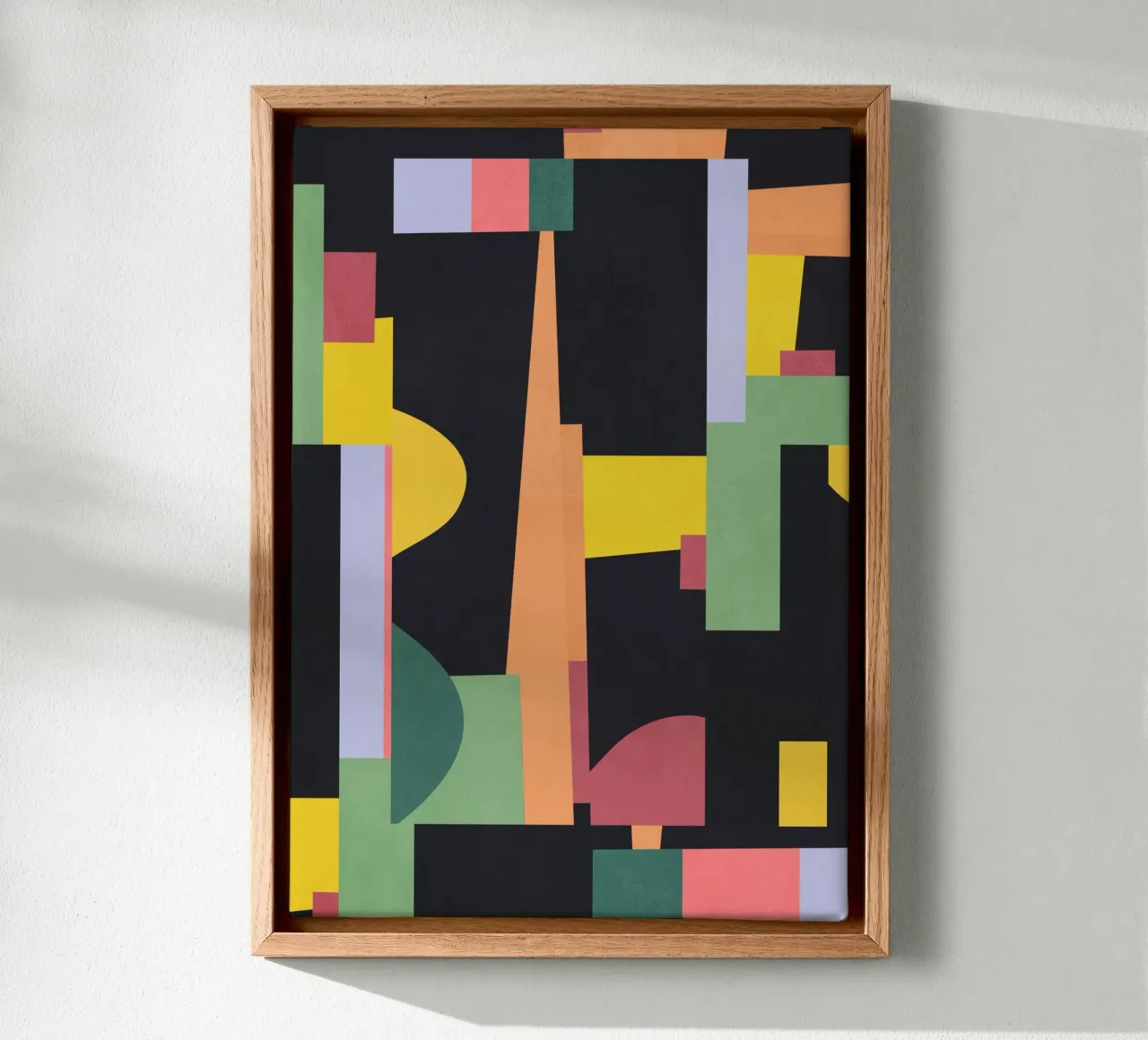 Bunte geometrische abstrakte Kunst 19 Leinwand mit Schattenfugenrahmen von Gaite