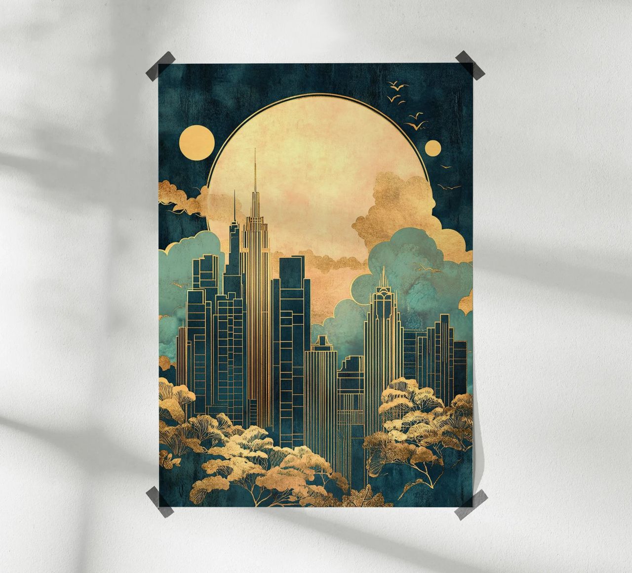Art Deco Skyline poster by Nikis Art Studio