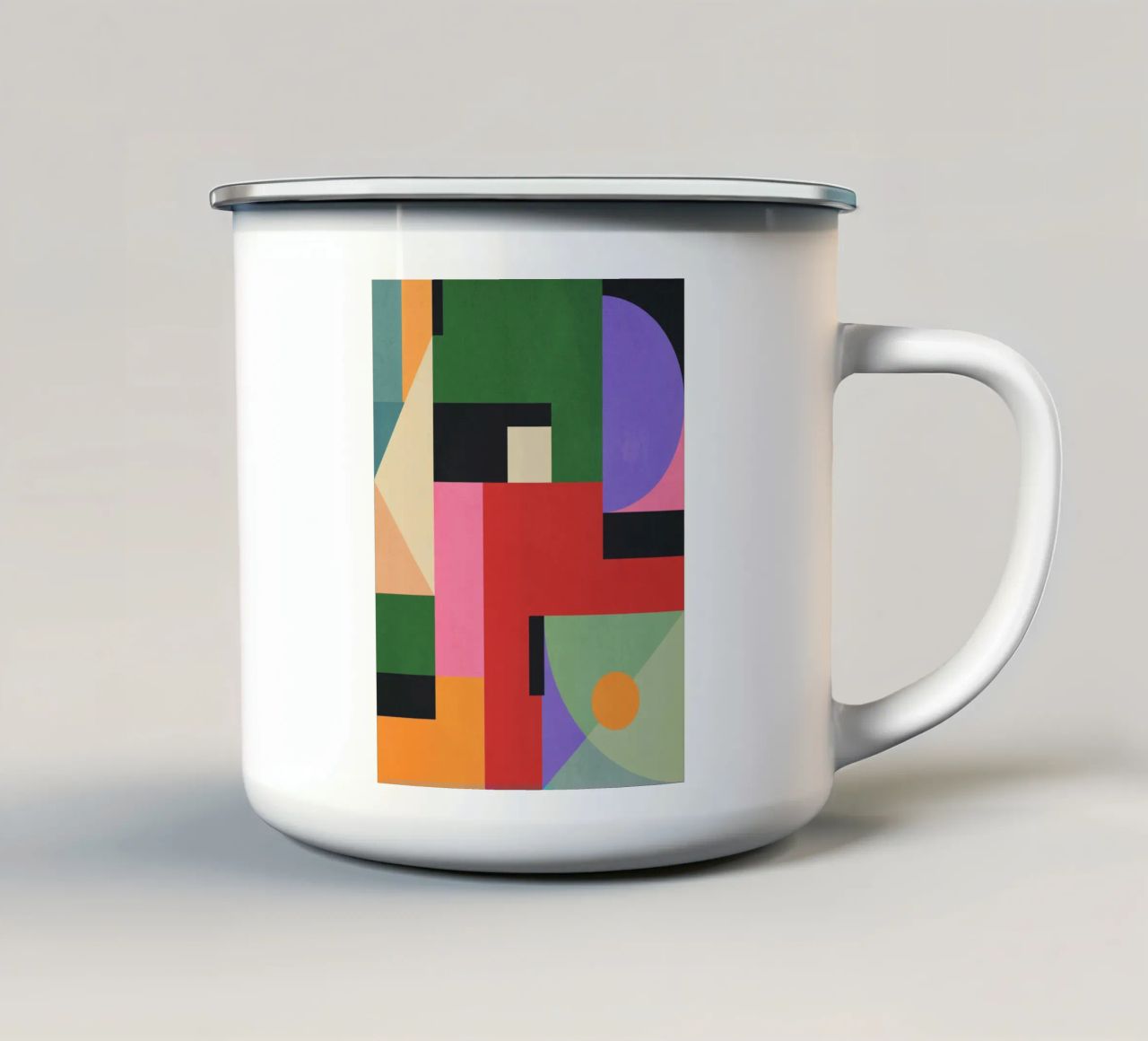 Kleurrijke geometrische abstracte kunst 7 emaille mok van Gaite
