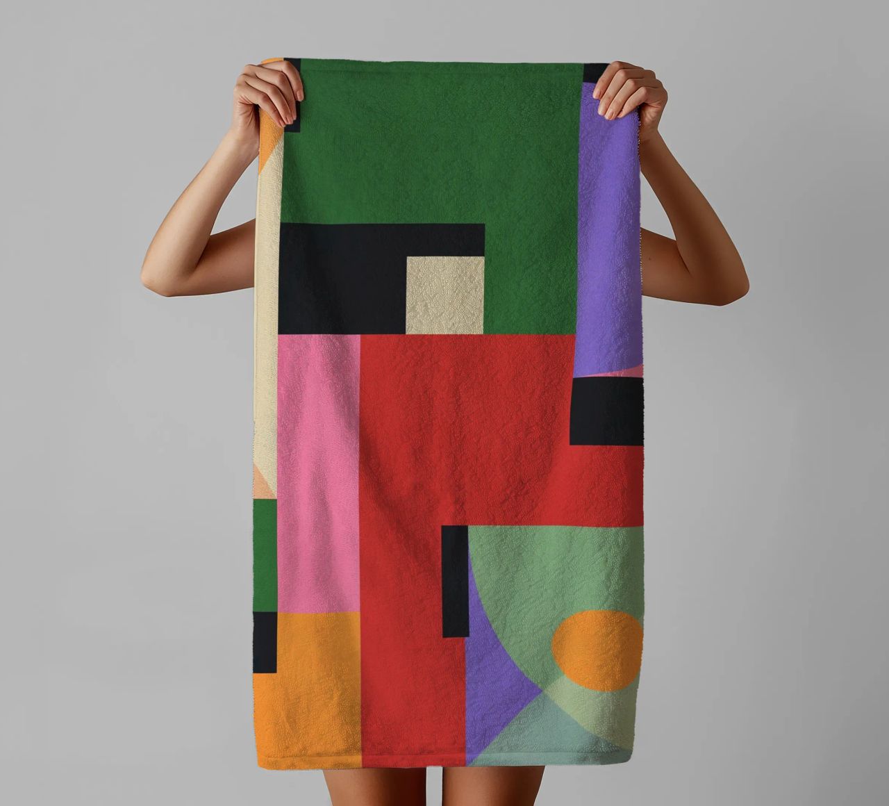 Kleurrijke geometrische abstracte kunst 7 badhanddoek van Gaite