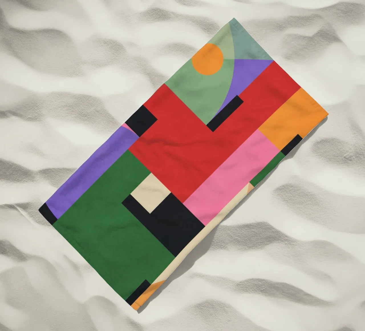 Kleurrijke geometrische abstracte kunst 7 strandhanddoek van Gaite