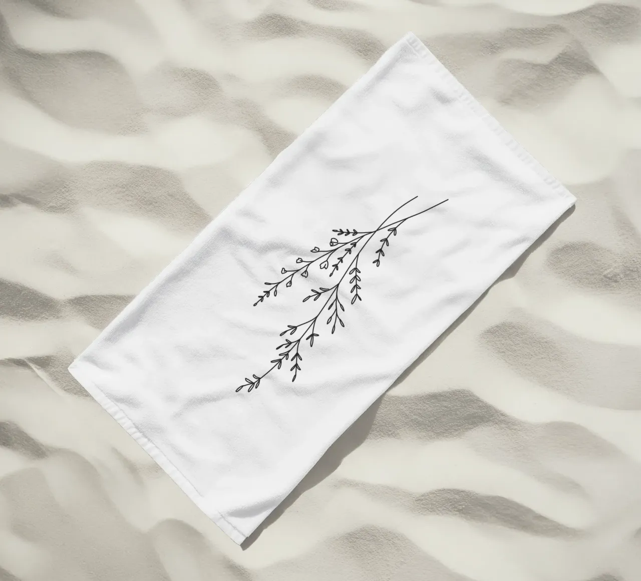 Minimalist Line Art Leaf telo mare da anisillustration