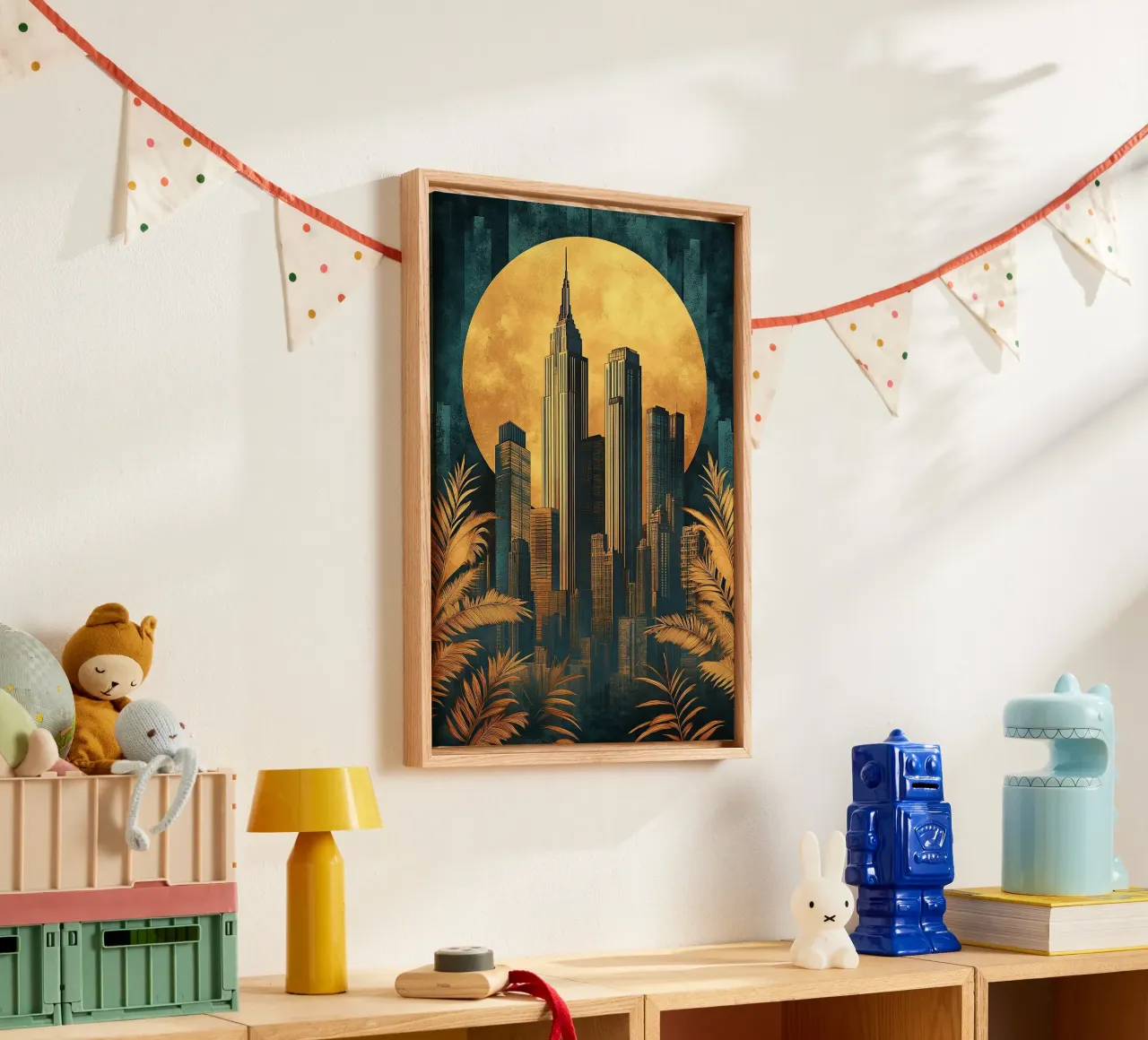 Art Deco "Gilded Lines, Timeless Designs" tela con Cornice a cassetta da Nikis Art Studio
