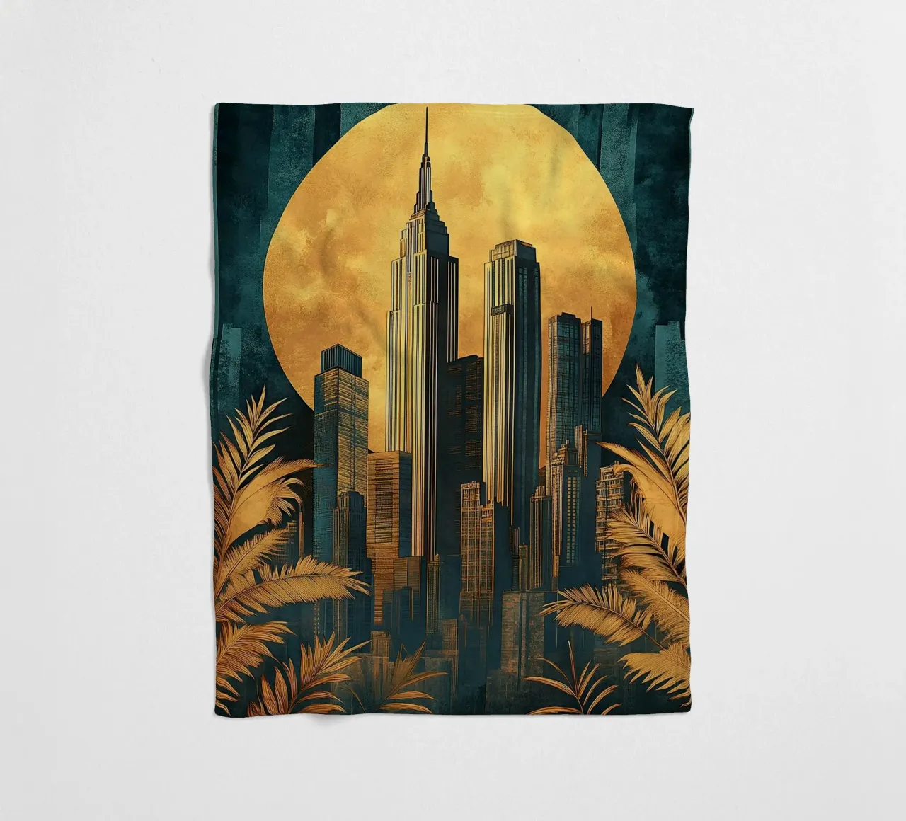 Art Deco "Gilded Lines, Timeless Designs" coperta in pile da Nikis Art Studio