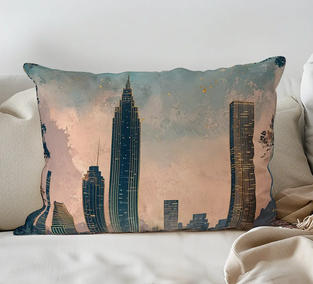 Skyline "Orizzonti opulenti cuscino da Nikis Art Studio
