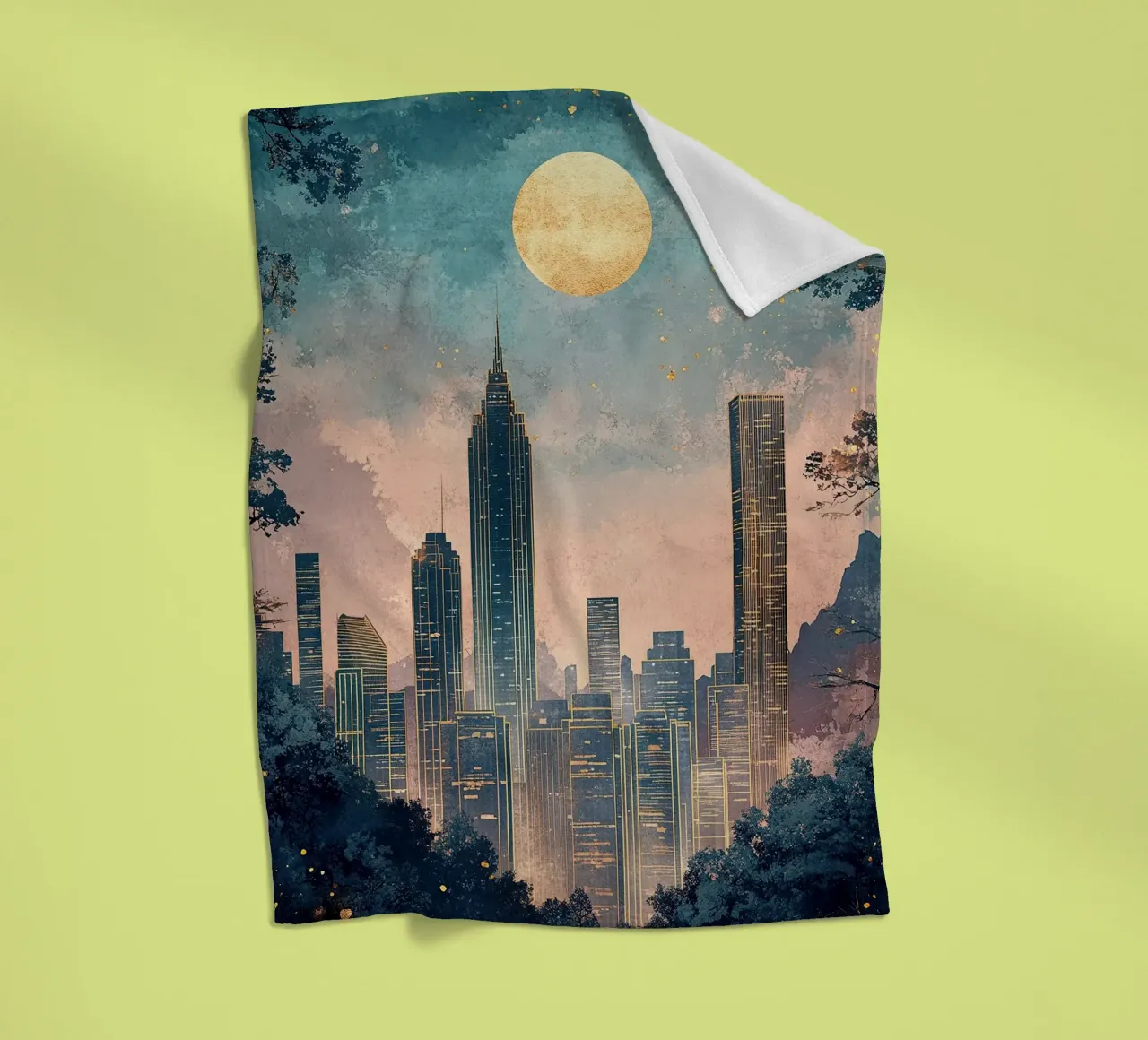 Skyline "Orizzonti opulenti coperta in pile da Nikis Art Studio