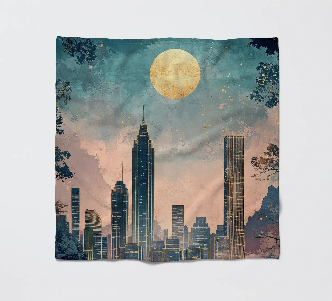 Skyline "Orizzonti opulenti coperta in pile da Nikis Art Studio