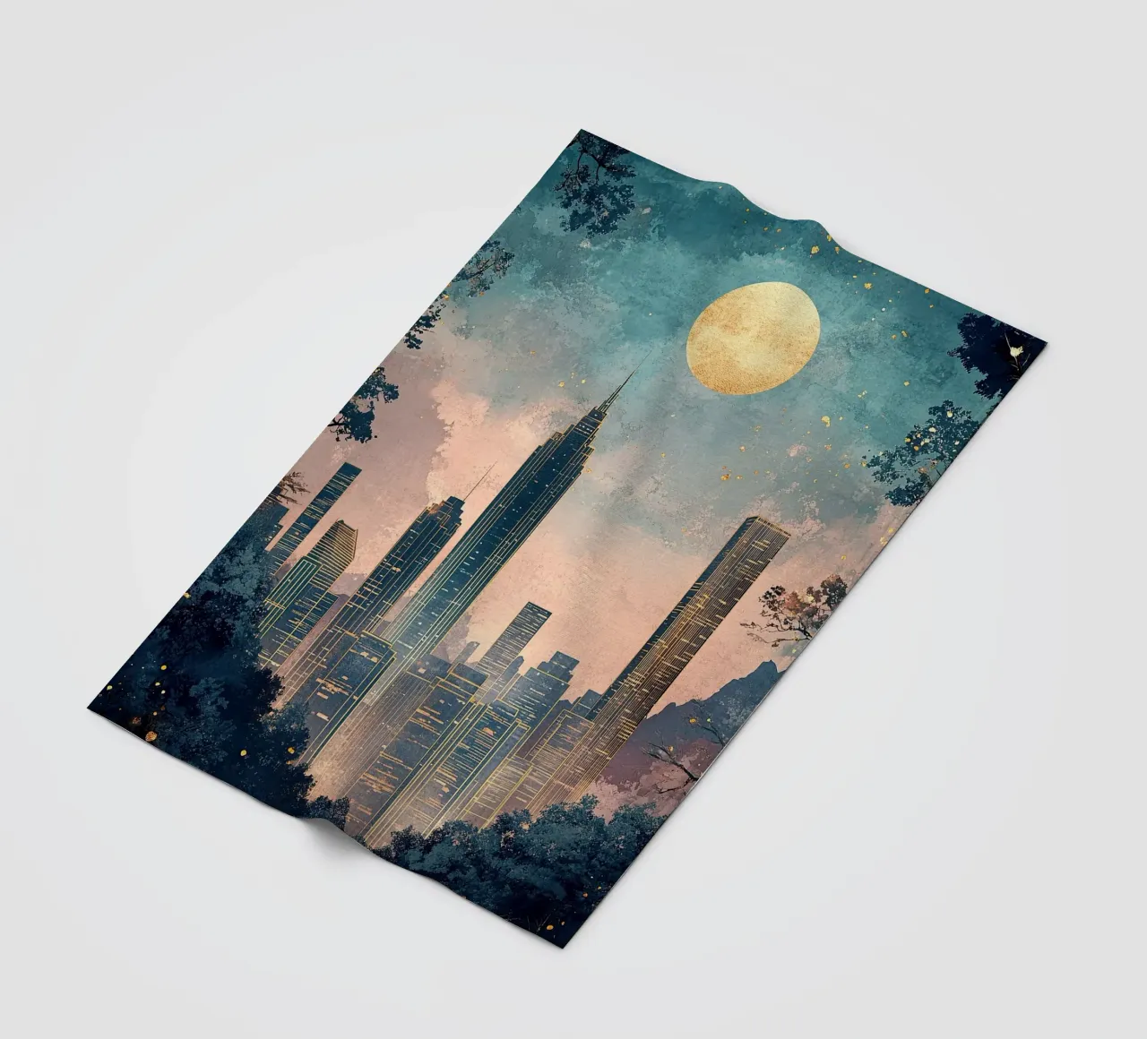 Skyline "Orizzonti opulenti coperta in pile da Nikis Art Studio