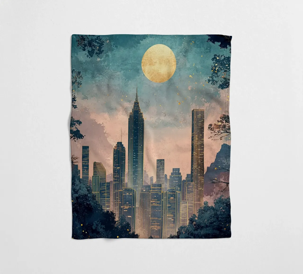 Skyline "Orizzonti opulenti coperta in pile da Nikis Art Studio