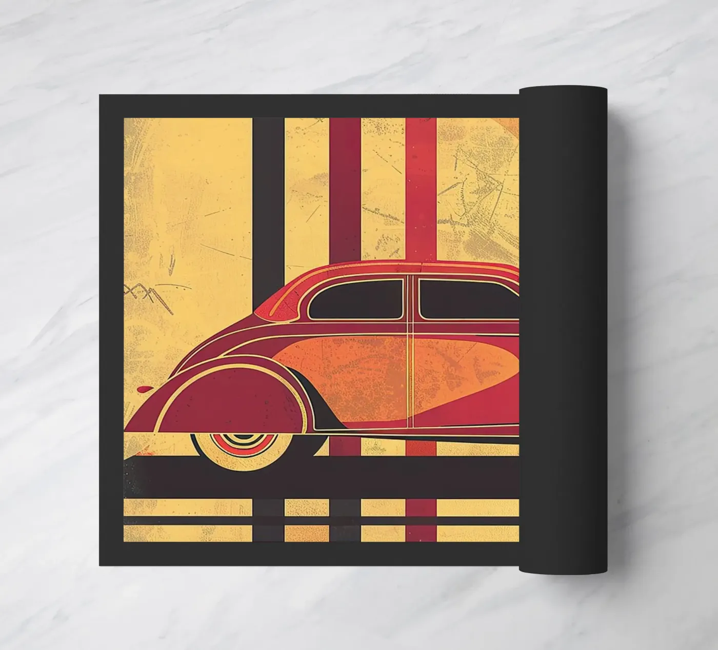 Art Deco Oldtimer Fußmatte von Nikis Art Studio