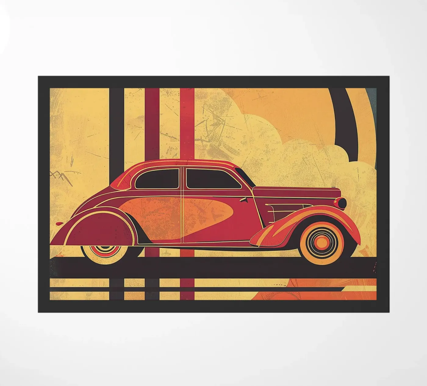 Art Deco Oldtimer Fußmatte von Nikis Art Studio