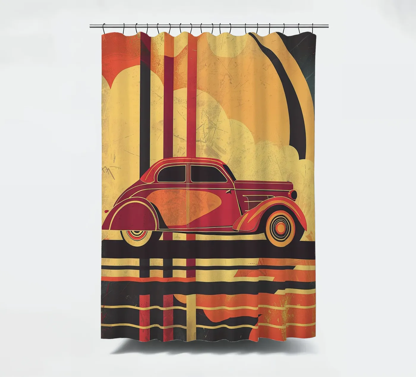 Art Deco Oldtimer Duschvorhang von Nikis Art Studio
