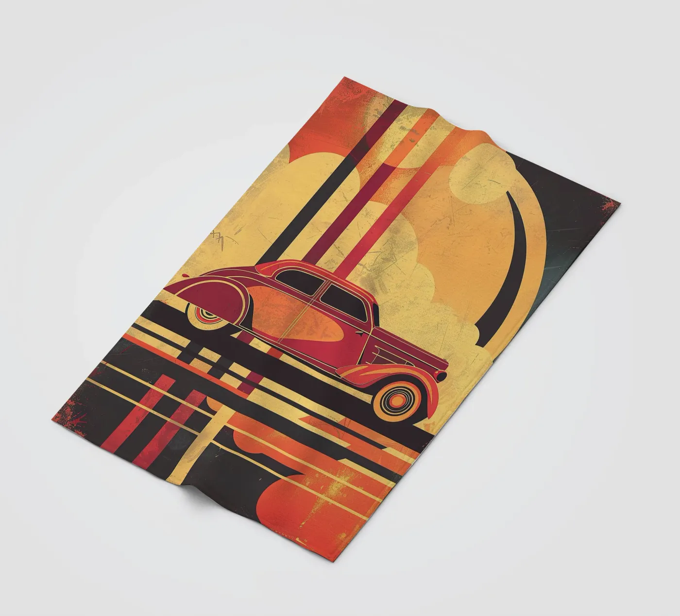 Art Deco Oldtimer fleecedeken van Nikis Art Studio