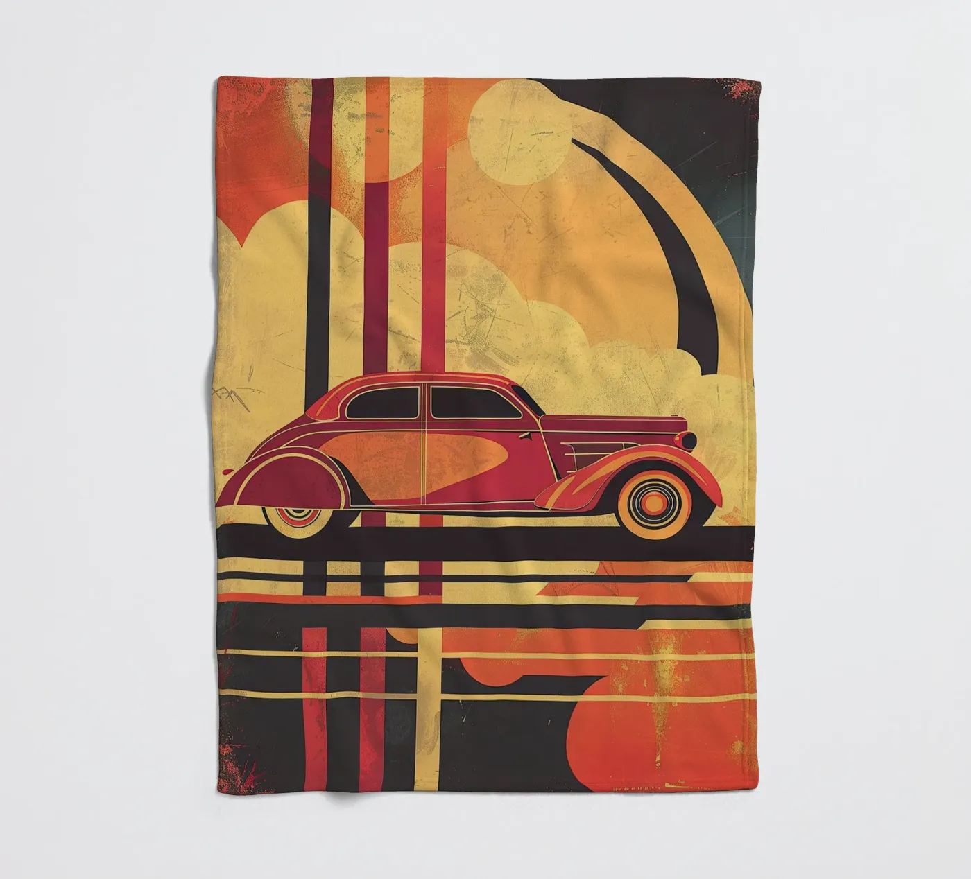 Art Deco Oldtimer fleecedeken van Nikis Art Studio