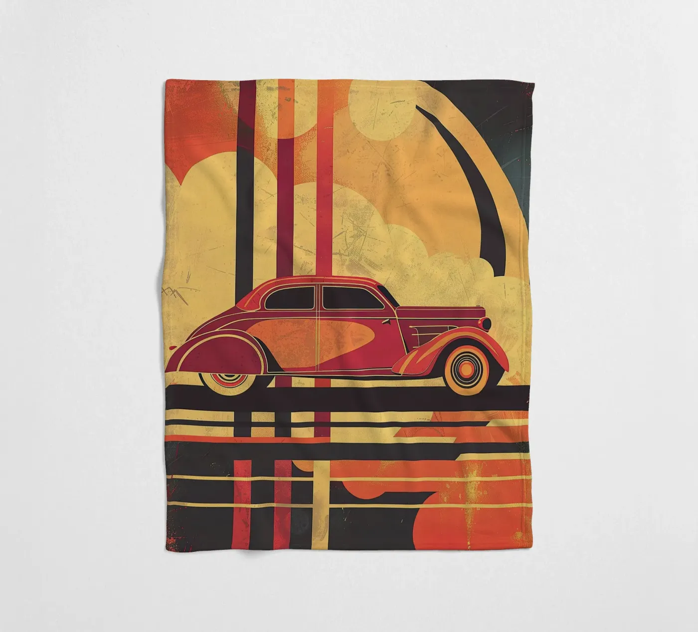 Art Deco Oldtimer fleecedeken van Nikis Art Studio