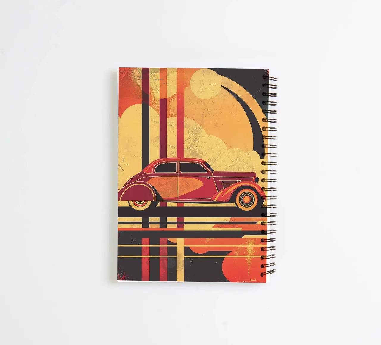 Art Deco Oldtimer notitieboek met spiraal van Nikis Art Studio