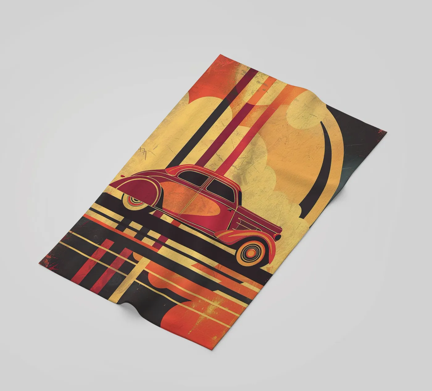 Art Deco Oldtimer beach towel by Nikis Art Studio