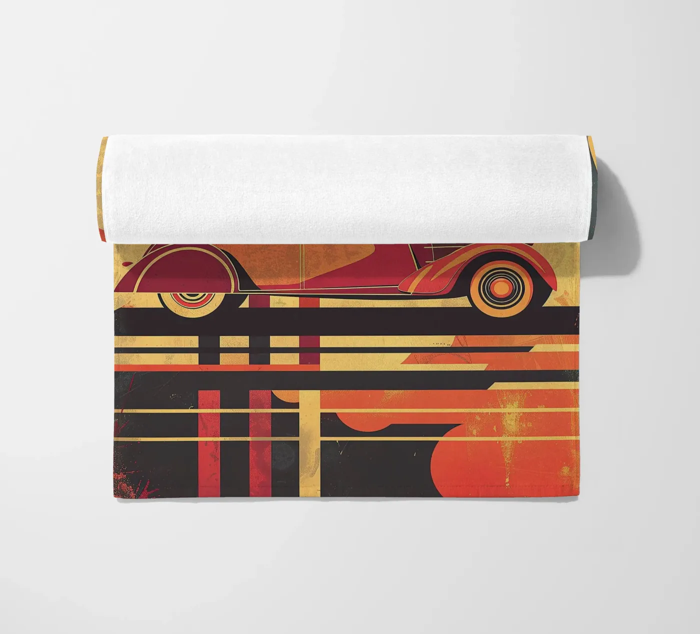 Art Deco Oldtimer beach towel by Nikis Art Studio