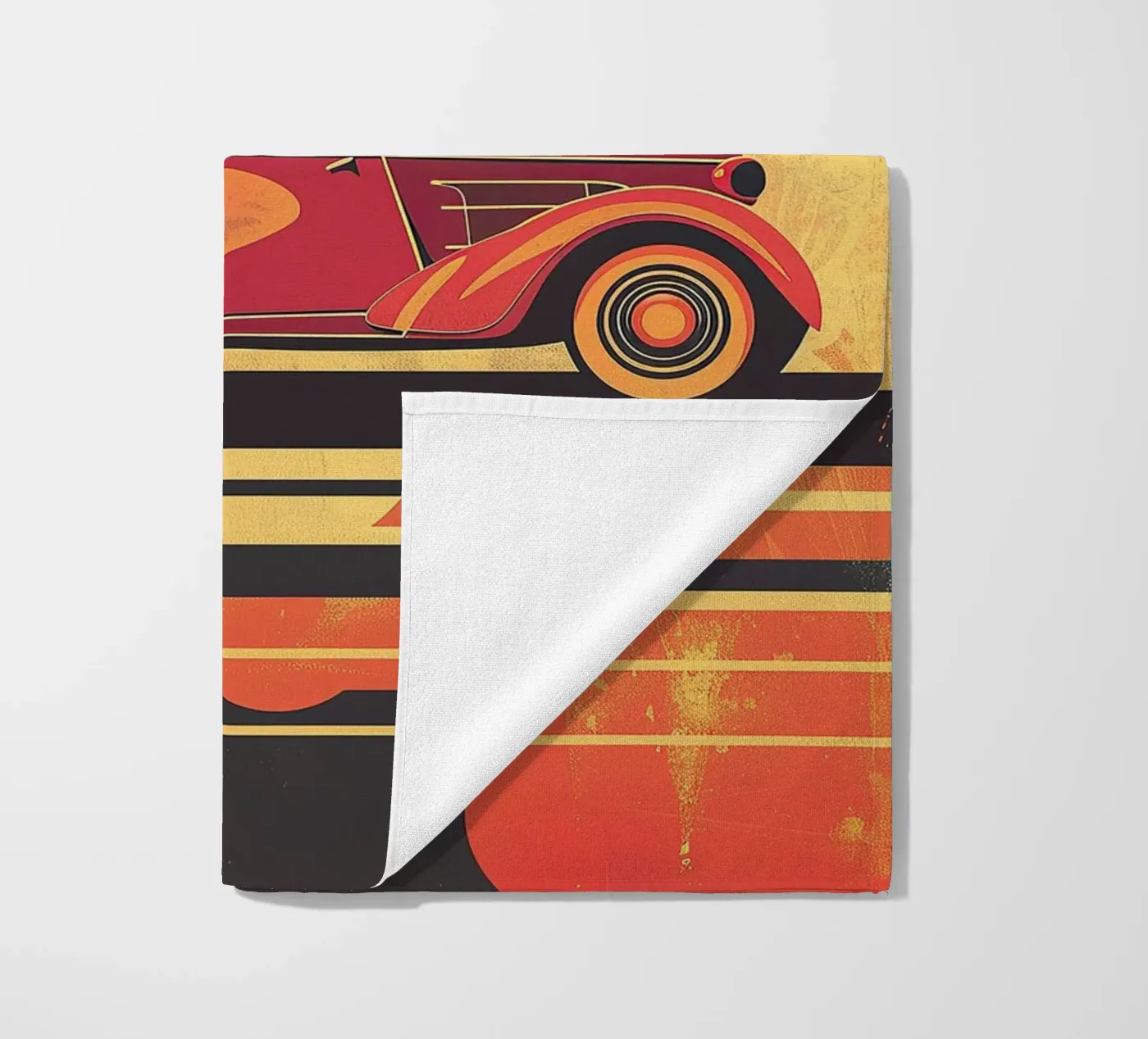 Art Deco Oldtimer beach towel by Nikis Art Studio